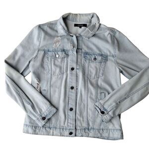 Elwood Light Denim Jean Jacket Mens Size Junior Large‎ Distressed Buttoned